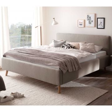 Lit double Tony 180x200cm avec espace de rangement - taupe