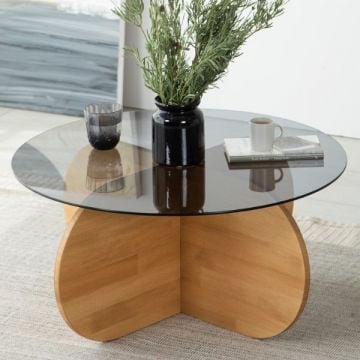 Table basse ronde Woody Fashion | Ø75 x 35 cm | Oak design