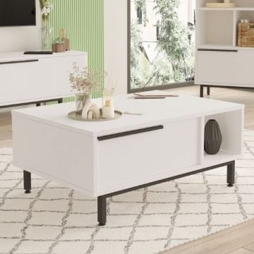 Table basse Woody Fashion | 90 x 60 x 38 cm | Blanc