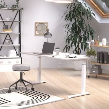 Bureau Hermoso | 160 x 80 x 91 cm | Design gris-blanc