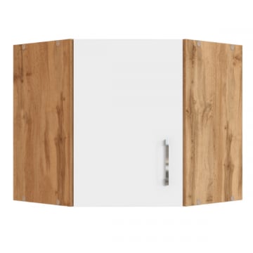Armoire d'angle Sorrella 60cm 1 porte - blanc/chêne