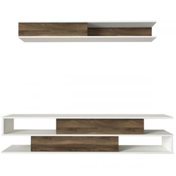 Meuble TV Yuki-blanc/bois de noyer