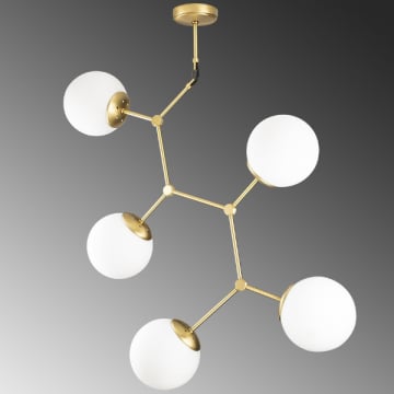 Opviq Lustre | Corps en métal Capuchon en verre | Taille 75x15 cm | Jaune Blanc