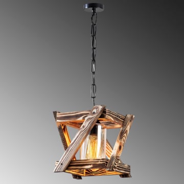Lustre Lustro - Corps en bois de charme - Hauteur 73 cm - Bois noir