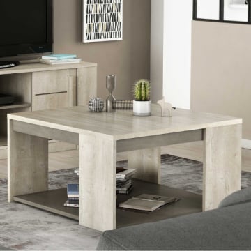 Table basse Anita-chêne de couleur champagne/ béton beige