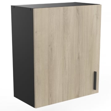 Meuble haut Romanie 60 cm 1 porte tournante et 1 étagère-chêne Kronberg/noir mat