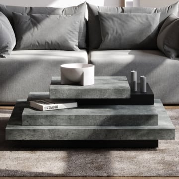 Table basse Selena 110x110 - béton/noir