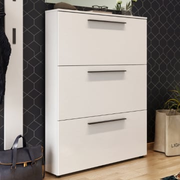 Armoire à chaussures Jonas 100cm avec trois portes - blanc