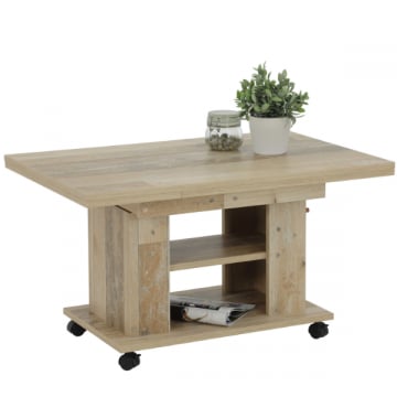 Table basse Jakobine 90/142x60x51/61 cm-bois ancien clair