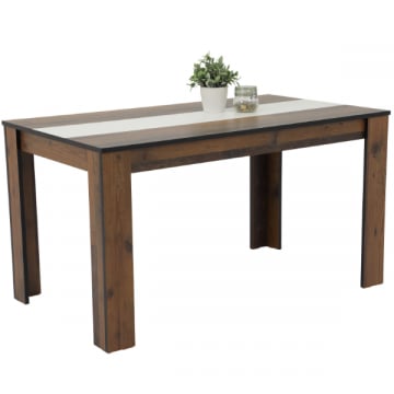 Table de salle à manger Marije-Bois ancien/noir/blanc