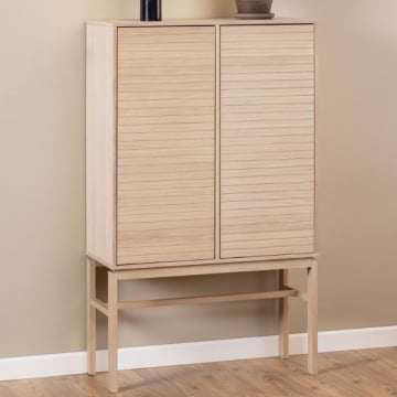 Bahut Linley 91x40x150cm avec deux portes - placage de chêne blanc