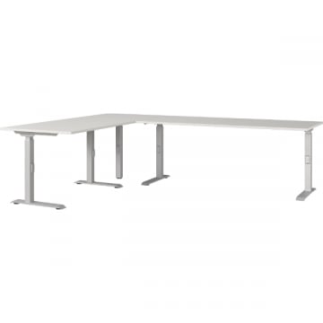 Bureau d'angle Cornel - 260x200x91cm - réglable - gris clair