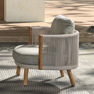 Fauteuil de jardin Mendoza - 83x80x90cm - beige/bois teck