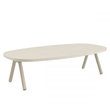 Table de salon pour jardin Midleton - 130x70x30cm - aluminium - travertin