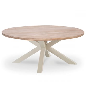 Table de jardin Feliz - Ø180x75cm - bois teck/aluminium beige