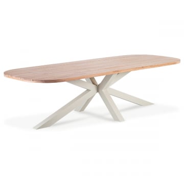 Table de jardin Feliz - 110x280x75cm - bois teck/aluminium beige