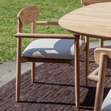 Chaise de jardin Leandro - 56x57x82cm - avec coussin d'assise - bois teck