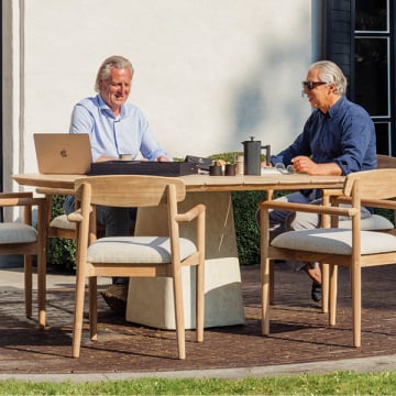 Table de jardin Tiago - 160x160x76cm - bois teck/ciment
