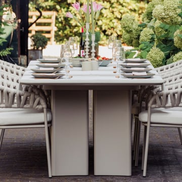 Table de jardin San Remo - 320x110x76cm - aluminium/céramique - gris
