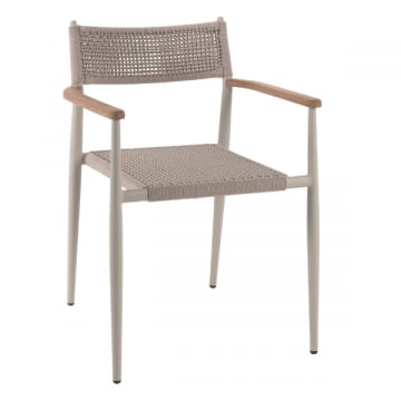 Chaise de jardin Leo - 58x60x79cm - empilable - aluminium beige