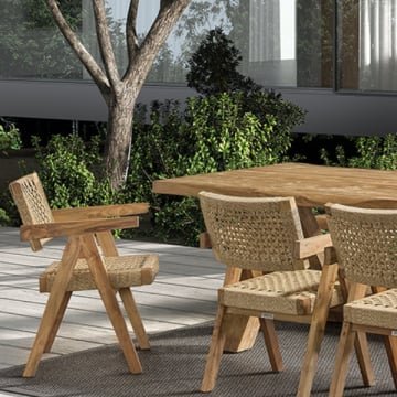 Chaise de jardin Derry - 53x62x80cm - bois teck recyclé / résine tressée
