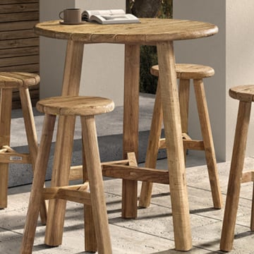 Table bar Ribero - Ø90x106cm - bois teck recyclé