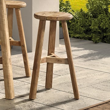 Tabouret de bar Ribero - Ø35x75cm - bois teck recyclé