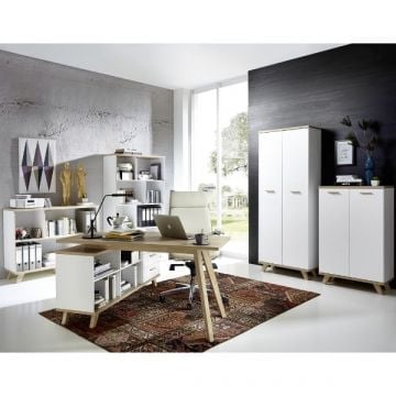 Ensemble de bureau Ousmane | bureau d'angle, bibliothèques et classeurs | San Remo Oak design