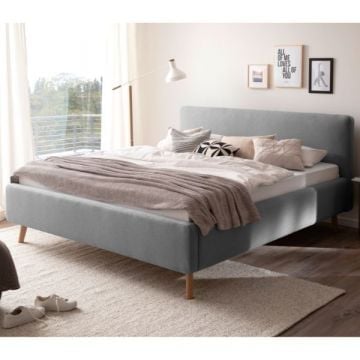 Lit double Tony 160x200cm avec espace de rangement - gris