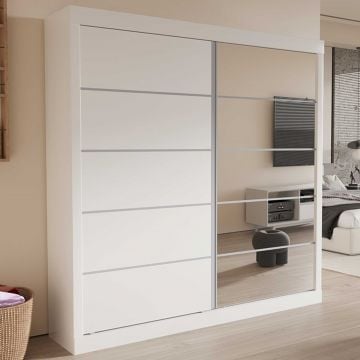 Armoire Mike | 183 x 53 x 198 cm | Avec miroir | Blanc