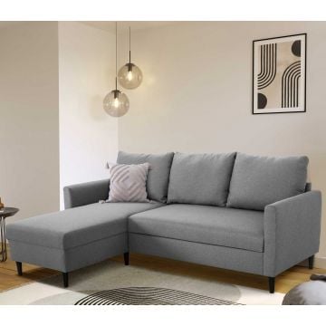 Canapé d'angle Tweety gauche - 192x137x82cm - tissu gris