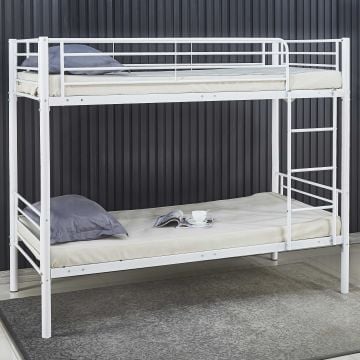 Lit superposÃ© Dixie 90x200cm - mÃ©tal - blanc mat