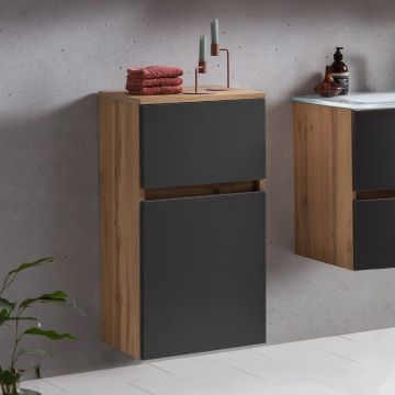 Armoire salle de bains Kornel/Luna 40cm 1 porte & 1 tiroir - chêne/gris mat