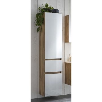 Colonne Helina 40cm 2 portes & 1 tiroir - chêne/blanc