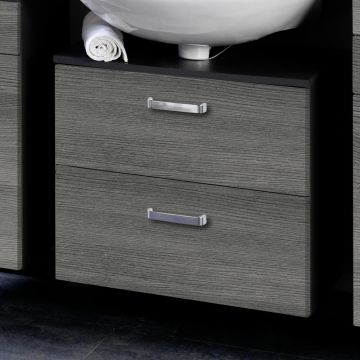 Meuble sous lavabo Bobbi 60cm 1 porte et 1 tiroir à fermeture douce - graphite/chêne gris