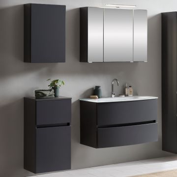 Ensemble salle de bains Kornel 7 à 4 pièces avec vasque blanche - gris graphite