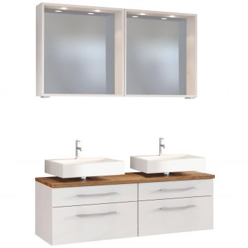 Set meuble sous-lavabo double Dasa 120cm 4 tiroirs - blanc