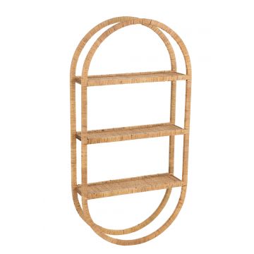 Etagere murale ovale 3 planches pliable rotin naturel