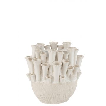 Vase anemone bas ceramique beige