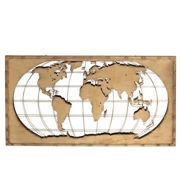 Carte du monde miroir/metal kaki