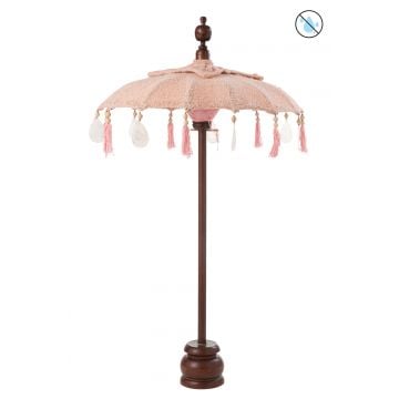 Parasol + pied floches/coquillages peche bois marron fonce small
