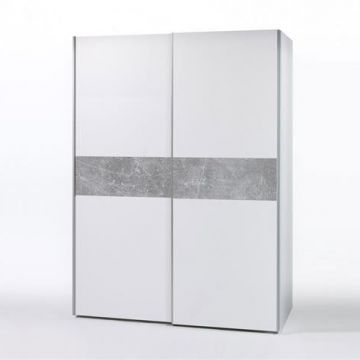 Armoire à vêtements Salamanca 170cm avec 2 portes - blanc/béton