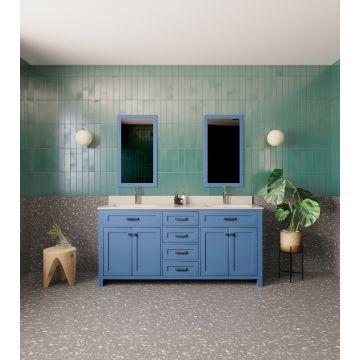 Jussara Ensemble de meubles de salle de bains | 3 pièces | Bleu