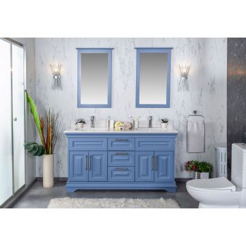 Jussara Ensemble de meubles de salle de bain (3 pièces) | 100% MDF LAQUERED | Comptoir en quartz blanc