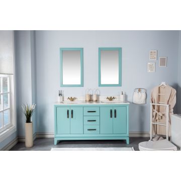 Jussara 3-Piece Bathroom Furniture Set | Turquoise | Quartz Countertop