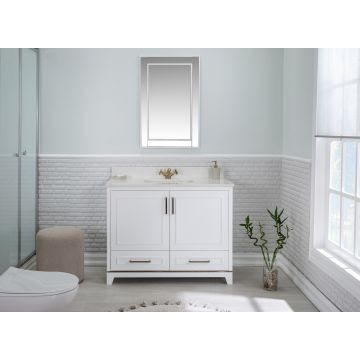 Ensemble de meubles de salle de bains Jussara, 2 pièces, avec comptoir en quartz, blanc