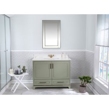 Jussara Ensemble de salle de bains | 2 pièces, MDF laqué, comptoir en quartz | vert