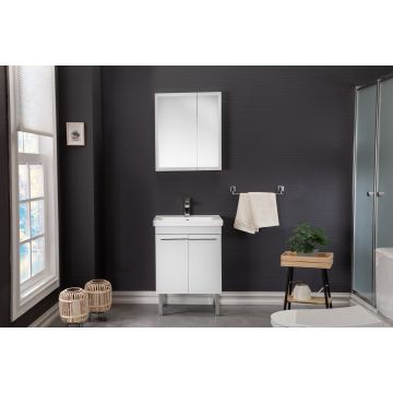 Jussara 3-Pc Bathroom Furniture Set | Melamine Coated MDF | Ceramic Basin | Wall-Mounted