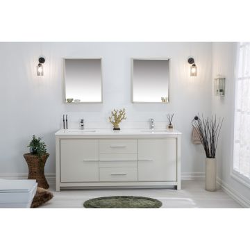 Jussara" Ensemble de meubles de salle de bain (3 pièces) | 100% LAQUERED MDF | Comptoir en quartz