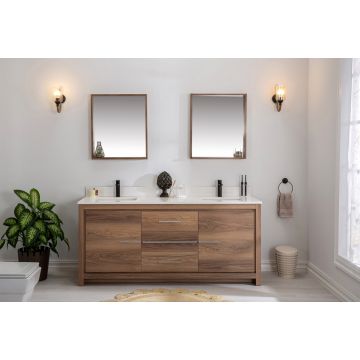 Ensemble de meubles de salle de bains Jussara | Lavabo en quartz blanc | Noyer blanc